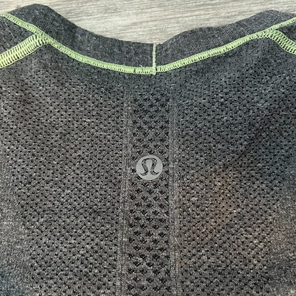 Lululemon Swiftly Tech S/S Crew, Heathered Gray + Yellow Contrast Stitch, Size 8 - Picture 5 of 7